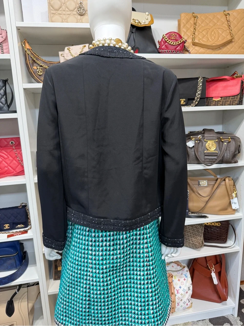 Chanel Classic Black Tweed-Trim Jacket Uniform Women 36
